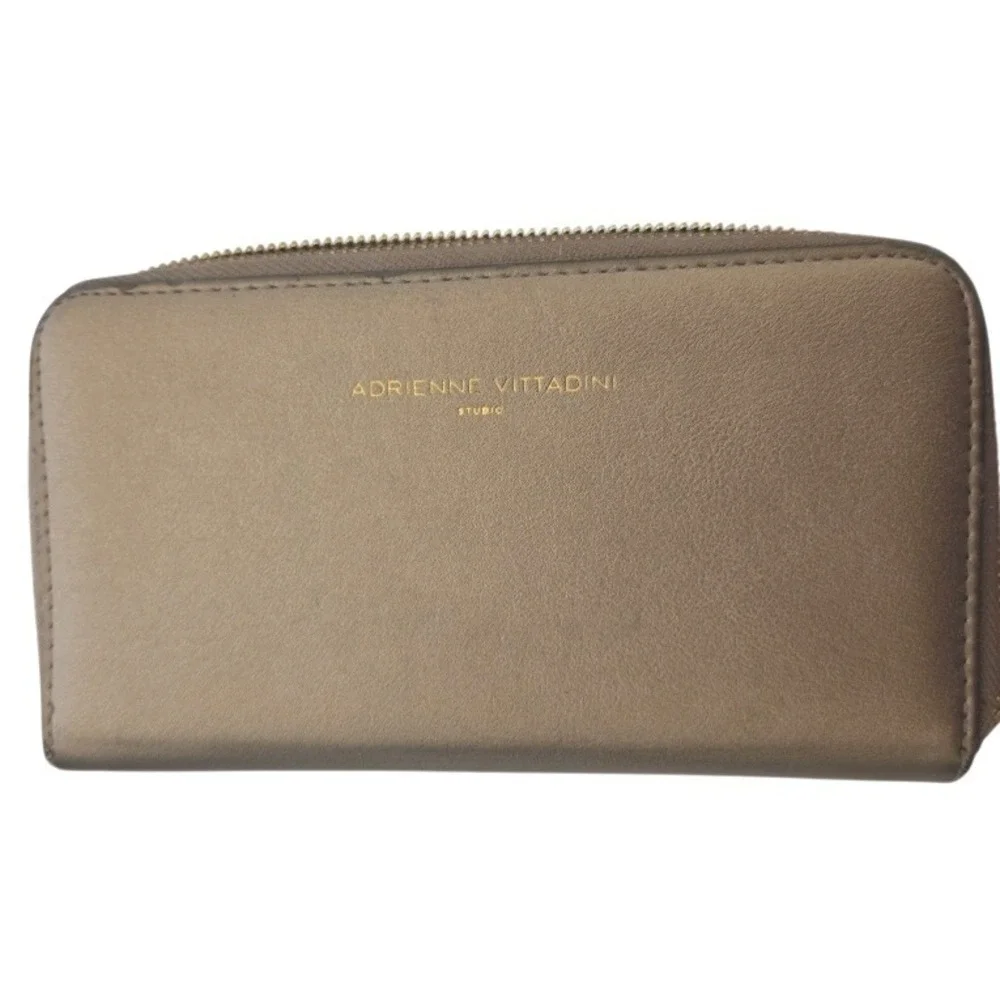 Adrienne Vittadini Studio Metallic Bronze Zip Around Long Wallet Organizer